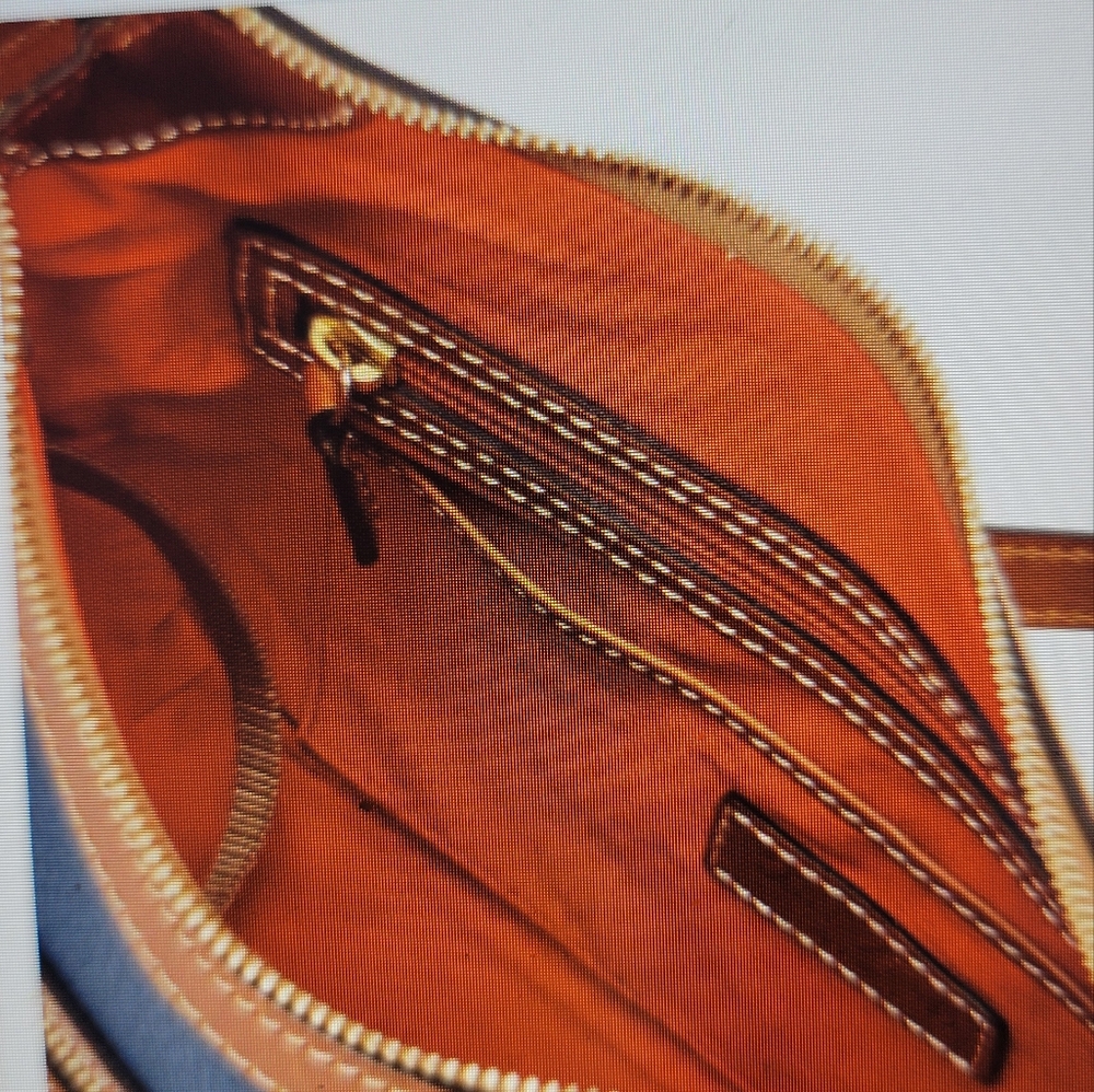 Dooney & Bourke Navy and Tan Crossbody Bag - Picture 3 of 13